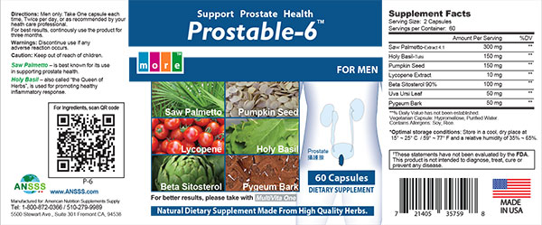 Prostable 6 Product Label